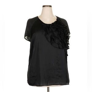 Lane Bryant Black Ruffle Short Sleeve Blouse Sz 22/24
